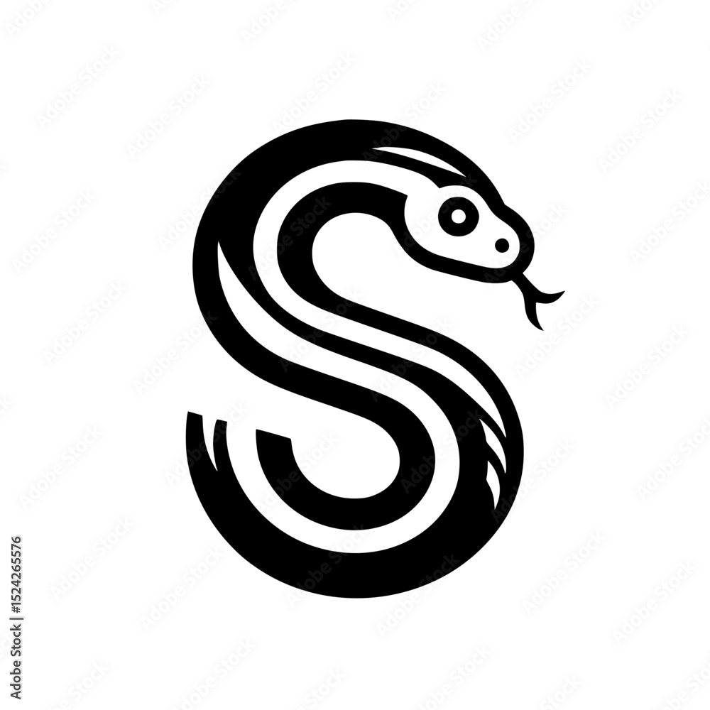 Fototapeta premium Stylized snake forming letter s logo design