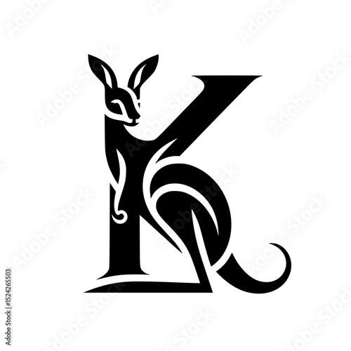 Kangaroo letter k logo design monogram