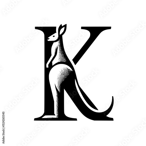 Stylized kangaroo letter k logo design
