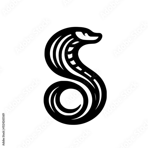 Stylized cobra snake logo design illustration