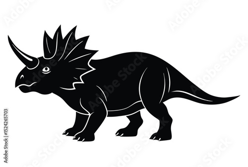 Triceratops Silhouette Vector Illustration of Dinosaur for Kids Crafts and T Shirt Designs