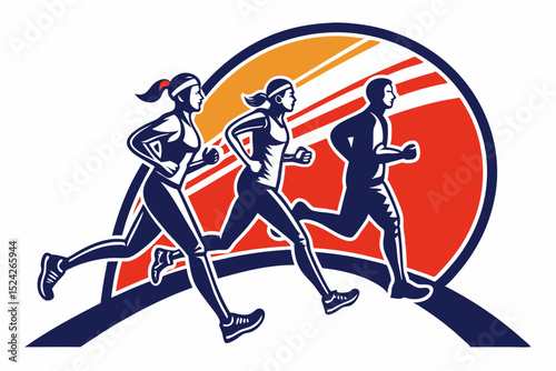 Running People Logo – Athletic Group Sport Silhouette Vector for Fitness and Marathon Themes

