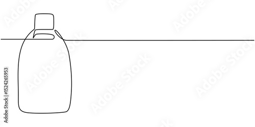 Disinfectant Spray Continuous Line Editable Stroke Icon, Line Drawing of Simple Bottle on White Background, 