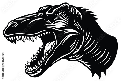 Tyrannosaurus Rex Angry Head Silhouette Vector for Prehistoric Art and T Shirt Design