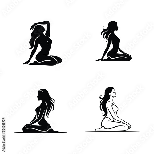 Sensual Flow Yoga Logo – Elegant Feminine Yoga Pose Silhouette Design