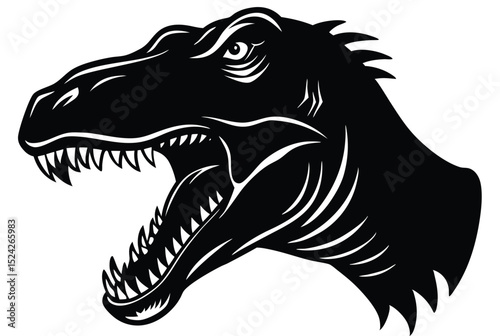 Tyrannosaurus Rex Angry Head Silhouette Vector for Prehistoric Art and T Shirt Design