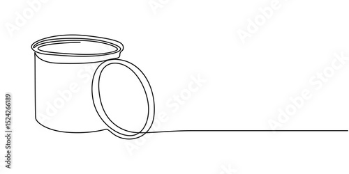 Paint Bucket Graphic Design Thin Line Icon, Can of paint, glue, varnish, thinner, building materials one line art. Continuous line drawing of repair, professional, hand, people, concept, support