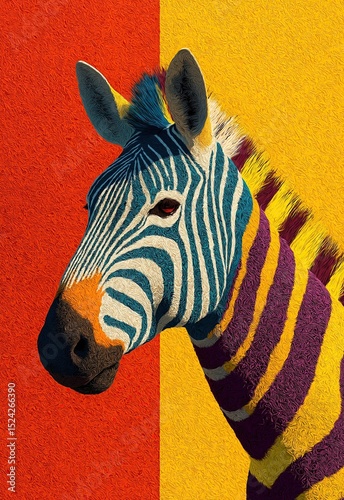 Colorful zebra on a colored background.