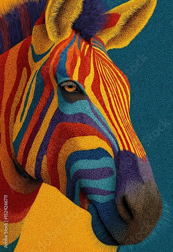 Colorful zebra on a colored background.