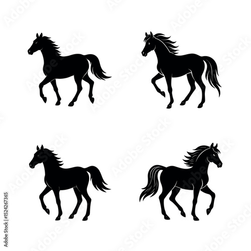 set of horse silhouettes