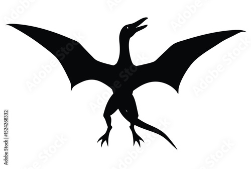 pterodactyl dinosaur silhouette vector illustration for kids coloring book