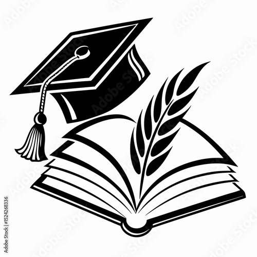 Graduation cap book wheat education knowledge success