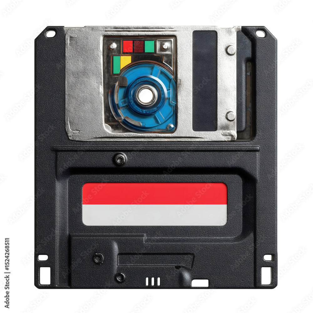 Fototapeta premium A floppy disk. nostalgia, vintage, external data storage. 80s 90s vibe. png cut-out isolated on transparent background.