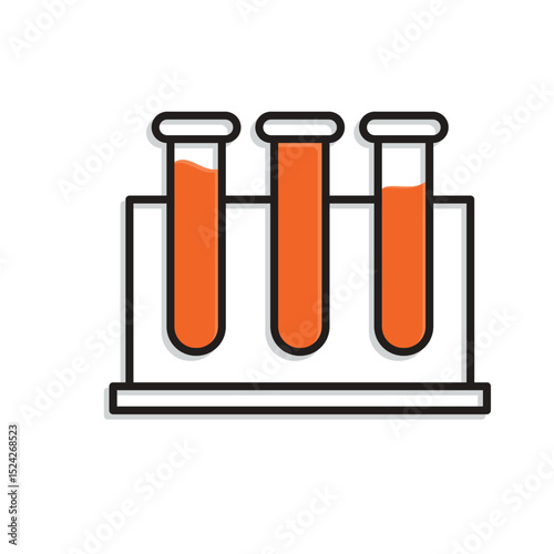 Medical icons. Laboratory. Three test tubes are in place. Prevention, health, diagnosis. Mixed design style