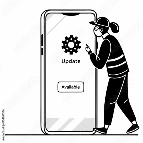 Woman installing smartphone software update
