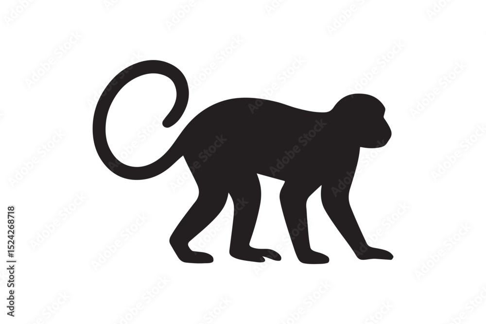 Obraz premium Monkey silhouette on white background.01