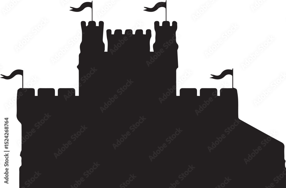 Fototapeta premium Castle silhouette hand drawing minimalist illustration