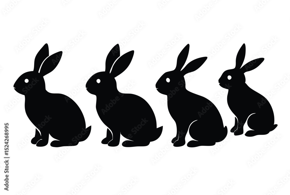 Fototapeta premium Rabbit Silhouette Vector Illustration Collection for Easter Crafting Logos and Artwork
