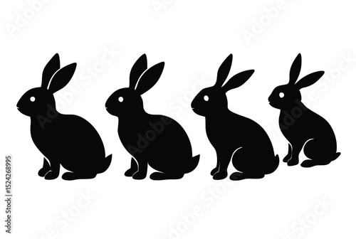 Rabbit Silhouette Vector Illustration Collection for  Easter Crafting Logos and Artwork