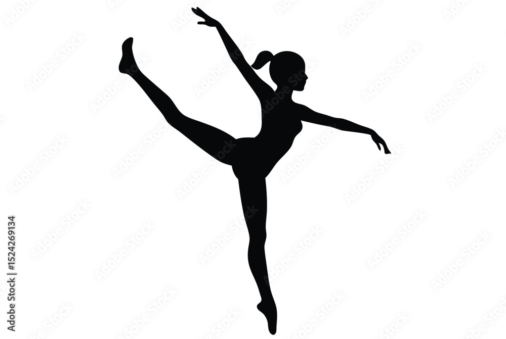 Fototapeta premium Female Gymnast Silhouette in Action Perfect for Athletic Vector Illustrations