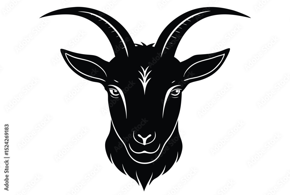 Fototapeta premium Goat Head Silhouette Vector Illustration for Logos and Design Projects