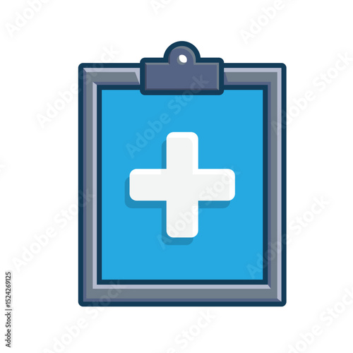 Medical icons. Medical records. Documents with medical cross. Prevention, health, diagnosis. Isometric design style