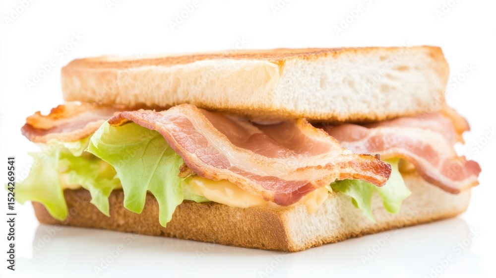 Obraz premium Delicious bacon sandwich with fresh lettuce.