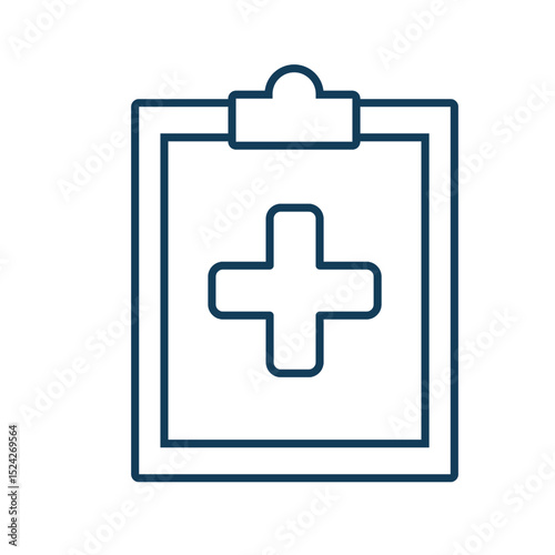 Medical icons. Medical records. Documents with medical cross. Prevention, health, diagnosis. Outline design style