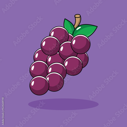 Trendy Grape Fruit Vector WIth Purple Background