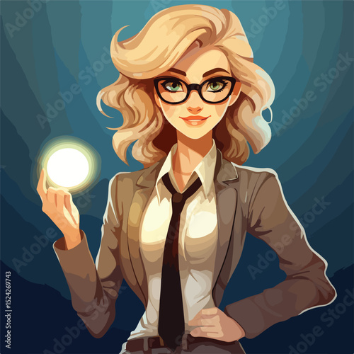 Professional Executive Business Woman Cartoon Vector Illustration for Corporate Presentations and Reports