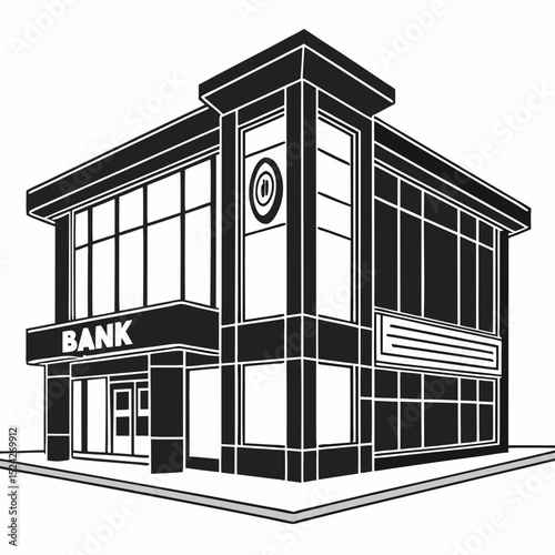 Professional bank building illustration transparent background