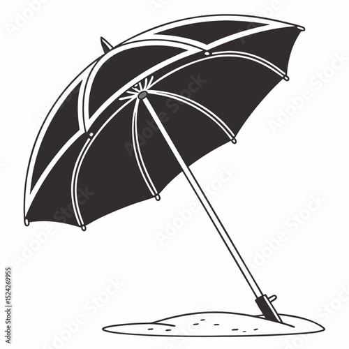 Beach umbrella in sand summer vacation relaxation