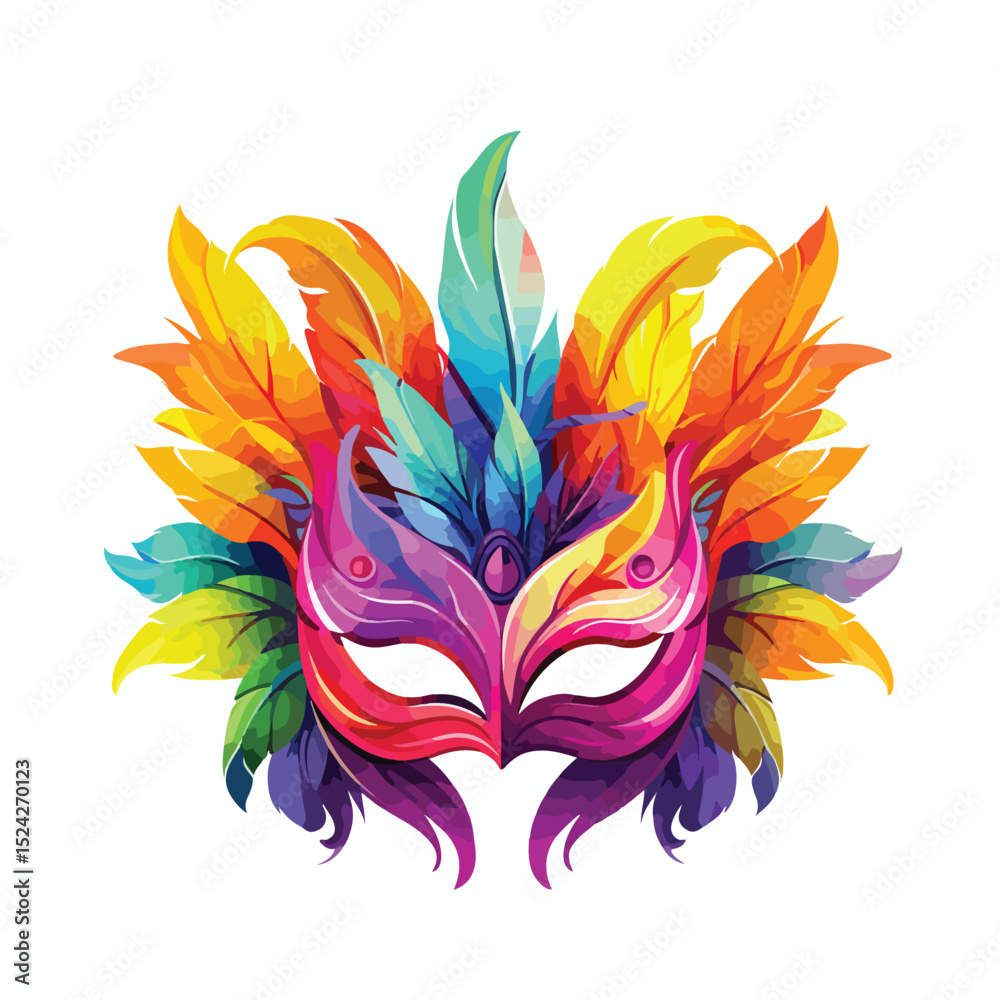 Fototapeta premium Elegant Festive Carnival Party Mask Decoration with Feathers for Celebration Events