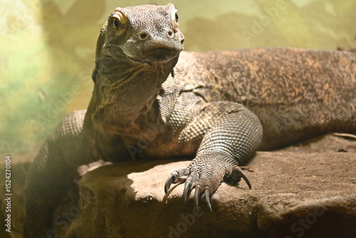 komodo dragon on rock photo