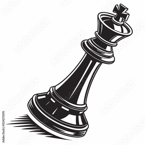 Fallen king chess piece vector illustration transparent background
