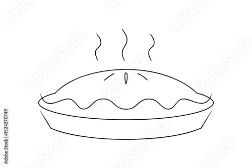 Hot homemade apple pie line drawing illustration