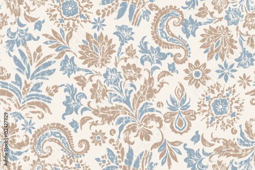 Ikat paisley embroidery on the fabric in Indonesia, India and Asian countries.geometric ethnic oriental seamless pattern.Aztec style. illustration. design for texture, fabric,clothing,wrapping,carpet.
