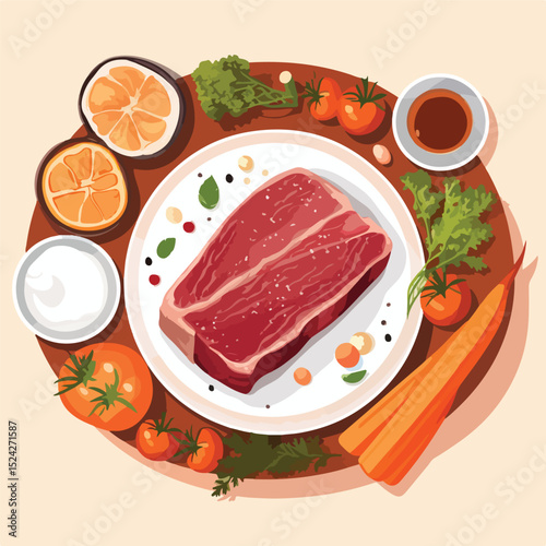 Premium Beef Meat and Healthy Ingredients for Delicious Recipes and Nutrition Concepts