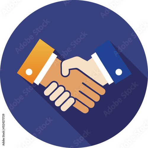 A single isolated flat design vector-style icon of a handshake representing business agreement