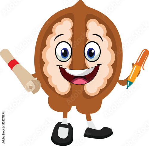 Walnut Cartoon Character