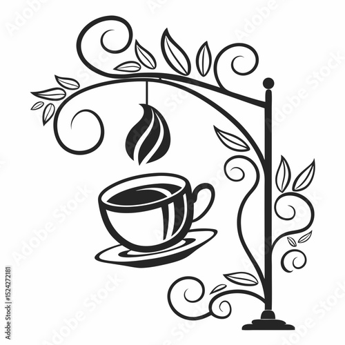 Elegant coffee cup floral design coffee shop logo