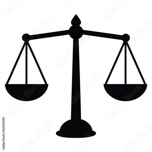 Black Scales of Justice Icon Law, Balance, Fairness, and Legal System