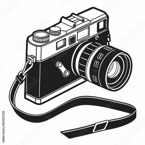 Vintage 35mm film camera with strap classic photography