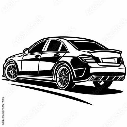 Professional cutout of a luxury sedan on white background