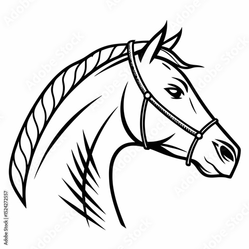 Professional horse head cutout, isolated vector graphic