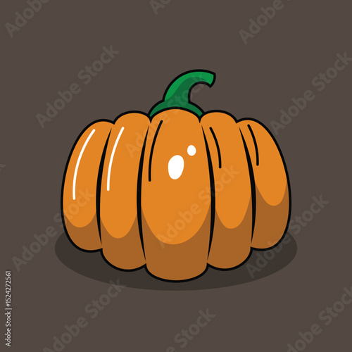 Trendy Pumpkin Fruit Vector In Brown Background