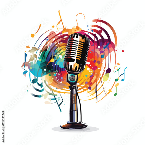 Professional Isolated Microphone for Music Concept Design - Stock Vector Illustration