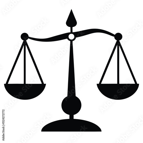 Black Silhouette of Scales of Justice Symbol of Fairness and Legal System