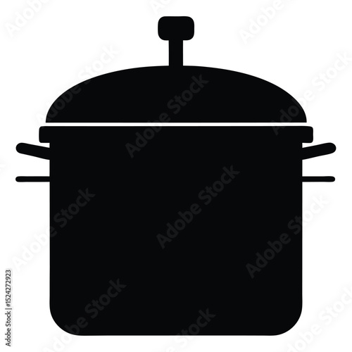 Black Stock Pot with Lid Silhouette for Kitchen and Cooking Designs