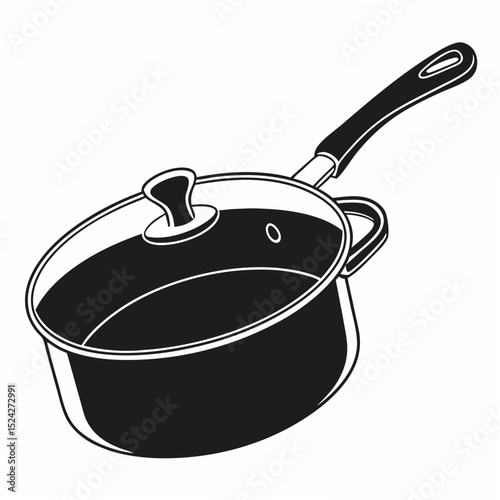 Professional cutout image of a saucepan with lid on white background